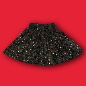 elastic waist circle skirt with circle pattern and bow